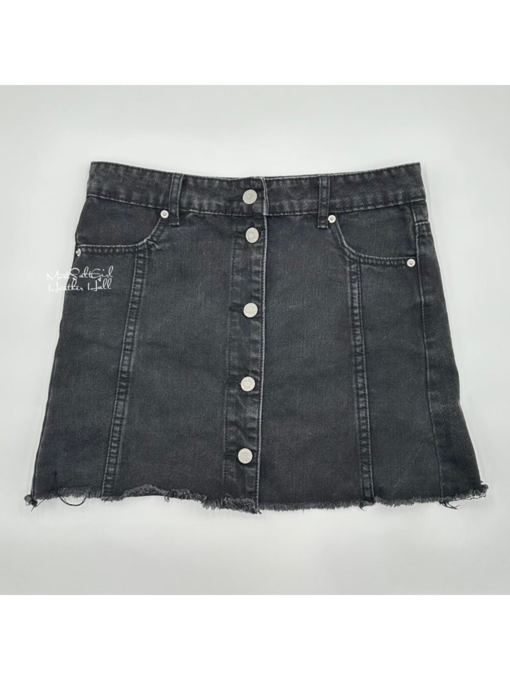 Blank Paige Black Button Front Denim Mini Skirt Size Medium